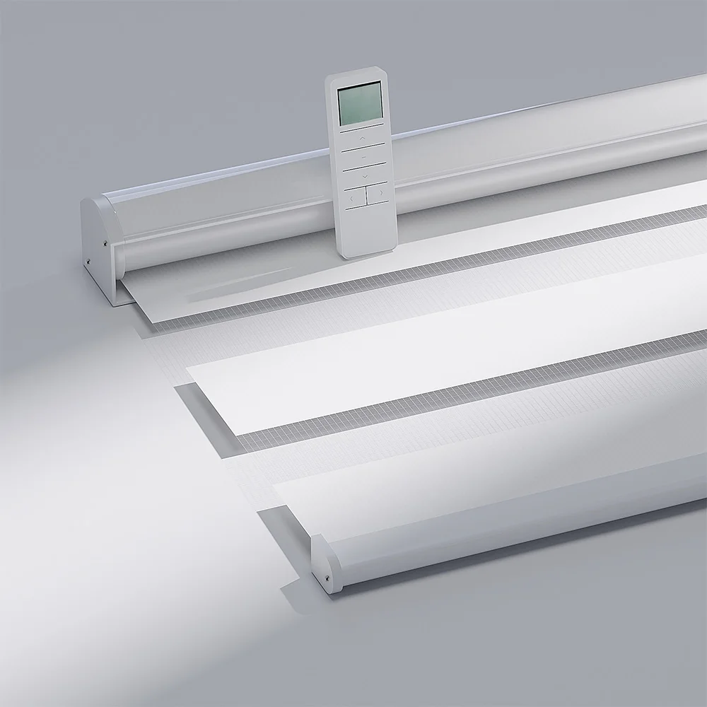 Motorized Blackout Zebra Blinds Double Breathable Rainbow Smart Automation Window Blinds