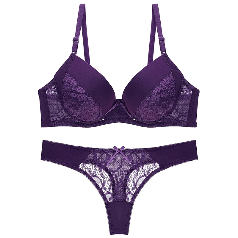 

Factory direct sales sexy G-string bra set finalize lace BC perspective large size underwear set, Picture