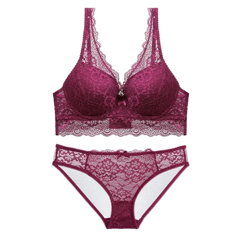 
Push Up Anti-Sagging Bra Set Girl Sexy Lace Vest Bra And Brief Sets Fashion Women Underwear Sets 