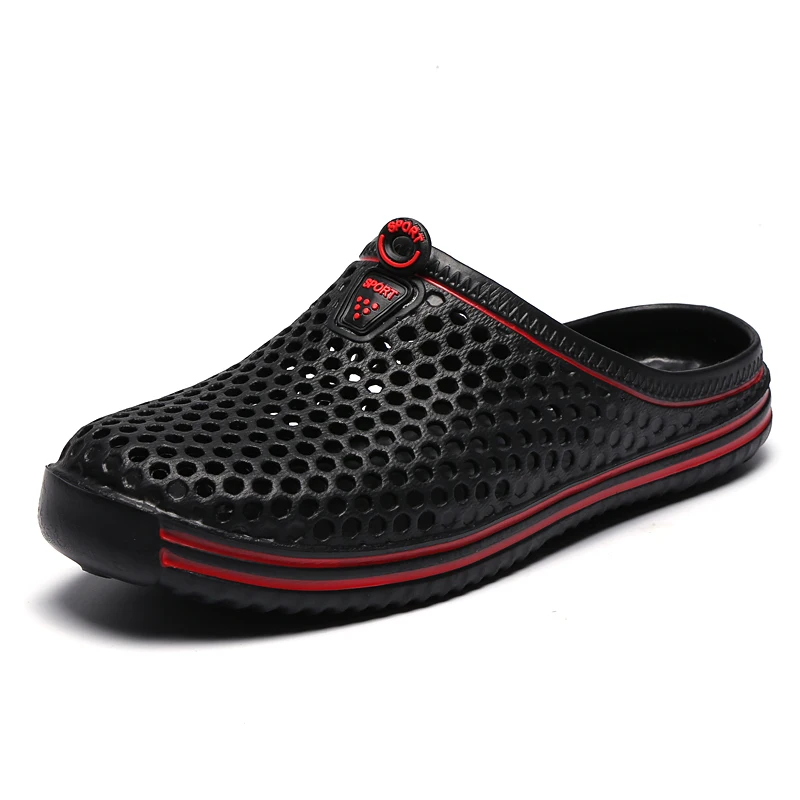 

2021 new design couple breathable flip-flop beach slippers 36-45 non-slip hole shoes OEM