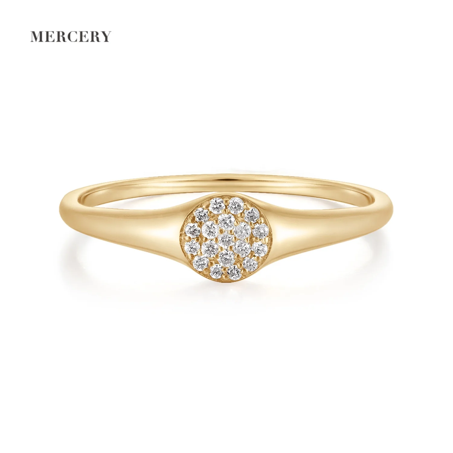 

Mercery Dainty Fine Luxury Jewelry Signet Ring Natural Round Diamond Ring 14k Solid Gold Engagement Wedding Ring For Women