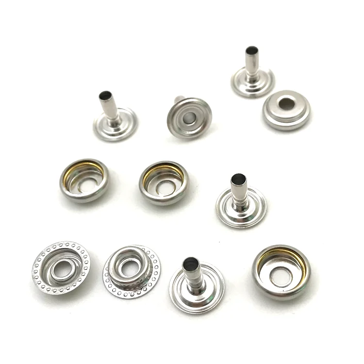 

Wholesales 4 parts nylon round snap fastener press snap stainless steel button, Nickel