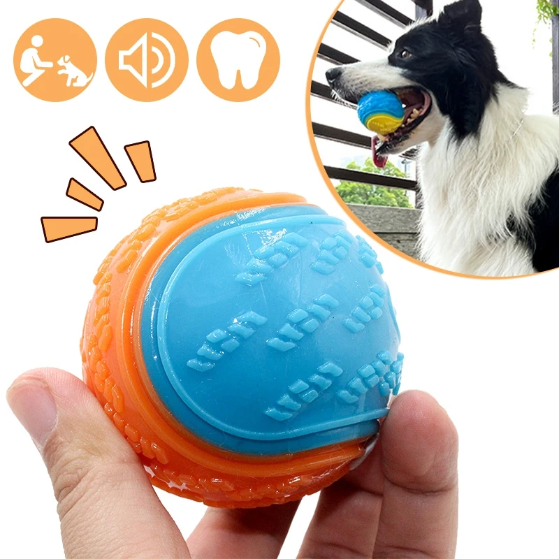 

Pet Dog Toys Latex Squeaky Dog Tough Chew Toys Tooth Cleaning Treat Ball Interactive Funny Dog TPR Rubber Ball Toy