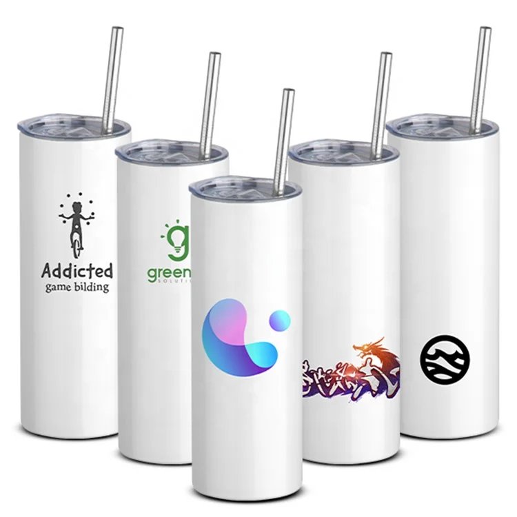 

20oz Sublimation Blank White Stainless Steel Straight Tumbler with Lid and Straw