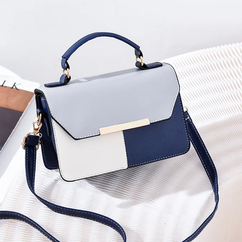 

Clash-colored Women's Bag Fashionable Shoulder Handbag Leisure Cross Small Square Bag Luxury Pu Leather Women Handbags 2021, Can custom