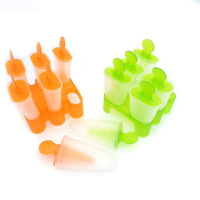 

Lolly Mould Tray Pan Kitchen 6 Cell Frozen Ice Cube Molds Popsicle Maker DIY Ice Cream Tools, Green,orange