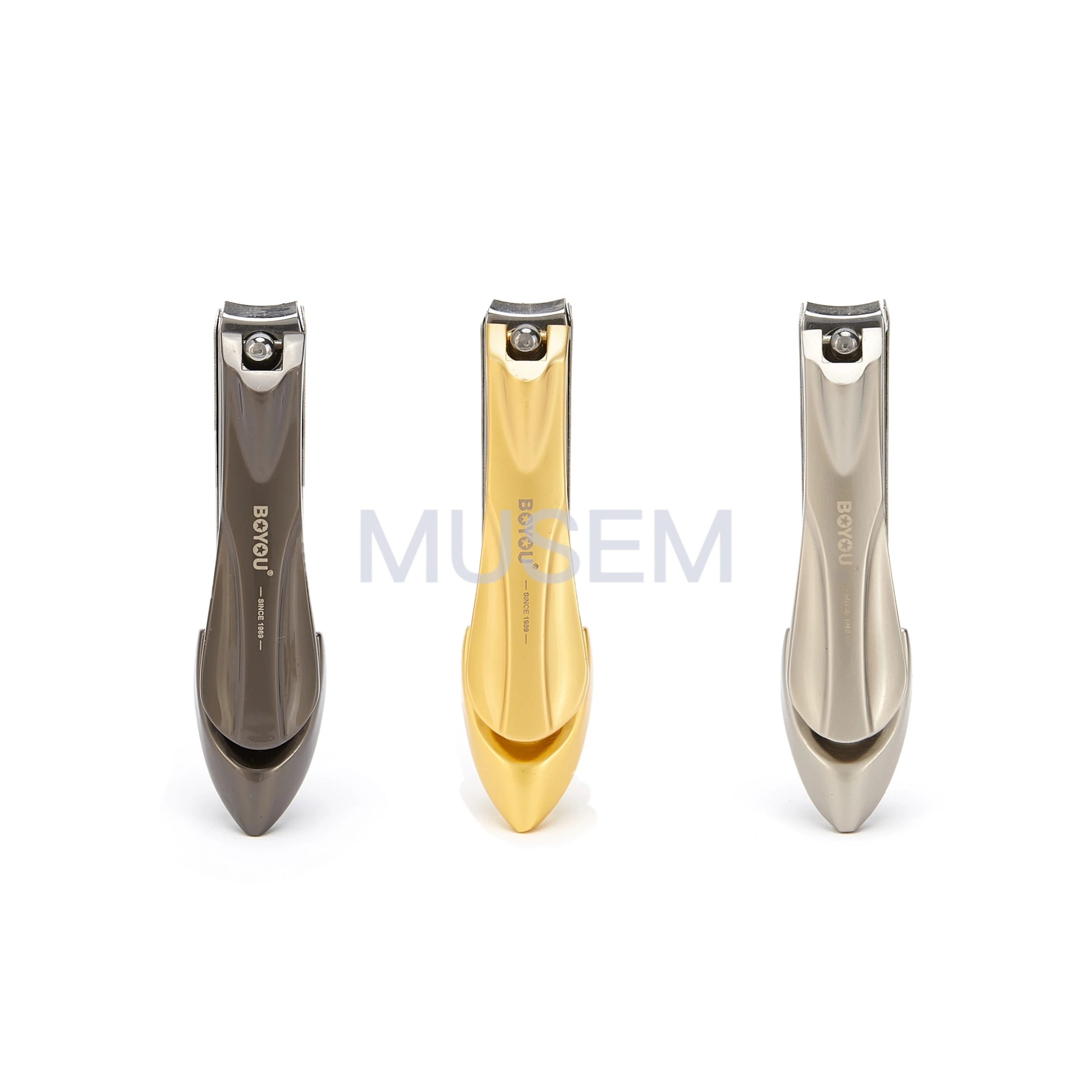 

high quality nail clipper stainless steel manicure pedicure tools professional nail cutter with nail file, 3 colors