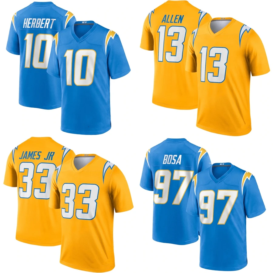

Wholesale Los Angeles City Stitched American Football Jersey Men's Charger s Blue Team Uniform #10 Justin Herbert #13 Allen