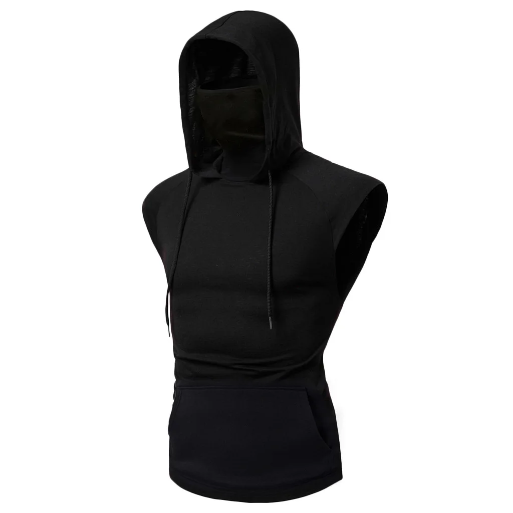 

Men's Personalized Ninja Suit Hooded Workout Sleeveless Vest With Masked harajuku hoodie Shirts Tracksuit, 4 colors