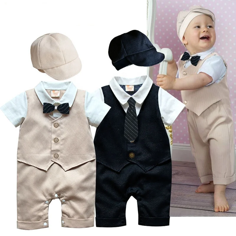 

Baby boy Clothing Autumn Short Sleeve Gentleman Jumpsuit Baby Boy Newborn Clothes Children Crawling Suit for birthday or party, 2 colors