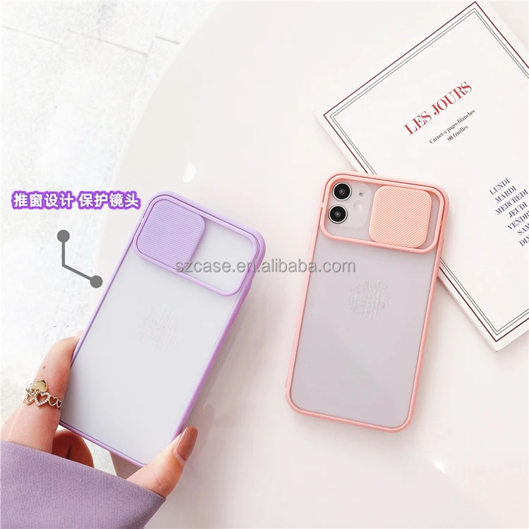 

Eco-Friendly Skin Feeling Slide Camera Lens Protection Push Window Colorful TPU PC Mobile Phone Cover Case For Iphone 6 6S Plus