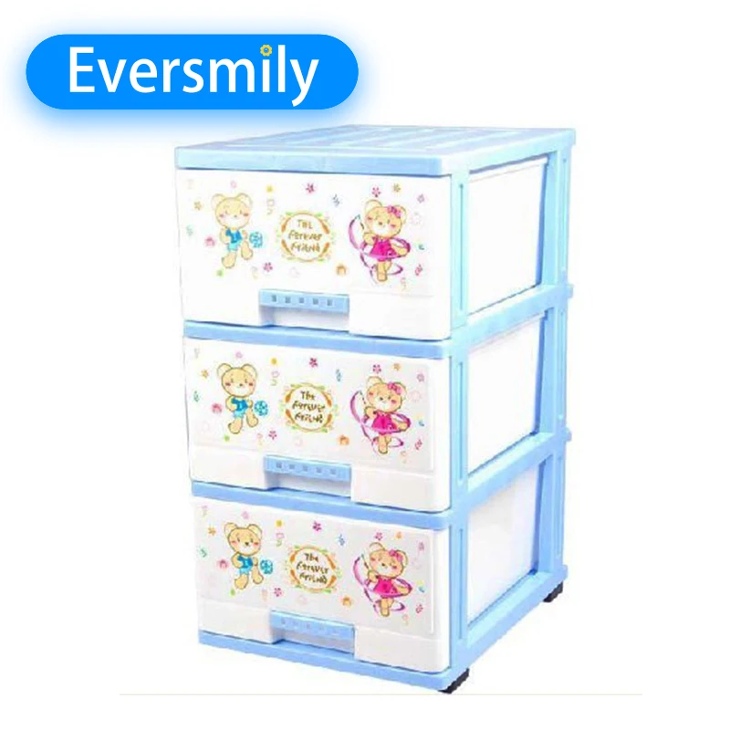 

Ready To Ship Household Cartoon style Storage Plastic Drawer Cabinet plastic storage drawers, Green/blue/customized