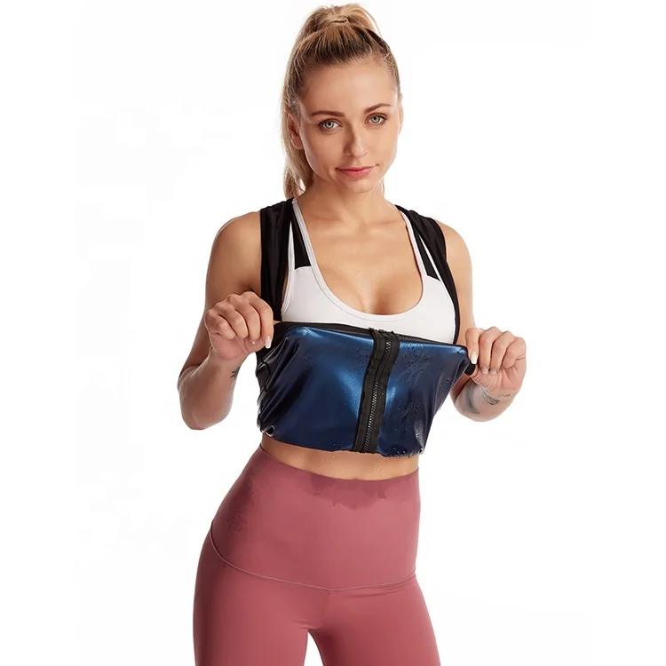 

Wholesale Women Sports Zipper Weight Loss Slim Sauna Sweat Vest Tummy Control Body Shaper Corset For Workout, Black or customized color