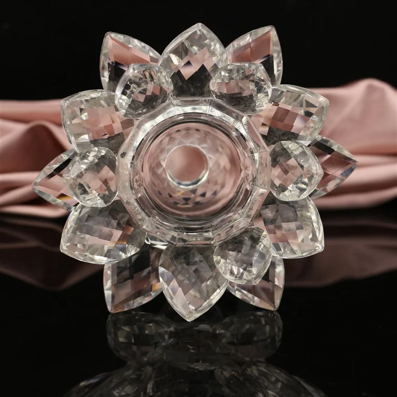 
2020 k9 lotus crystal candle holder/crystal lotus candlestick for For Wedding Home Decor Candlestick table centerpieces 