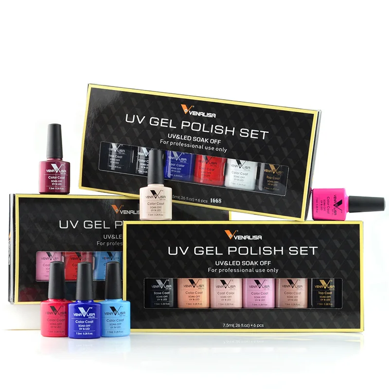 

Venalisa 6pcs/set soak off gel nail polish kit for nail salon use color uv gel lacquer led long lasting gel polish factory, 6 colors/set
