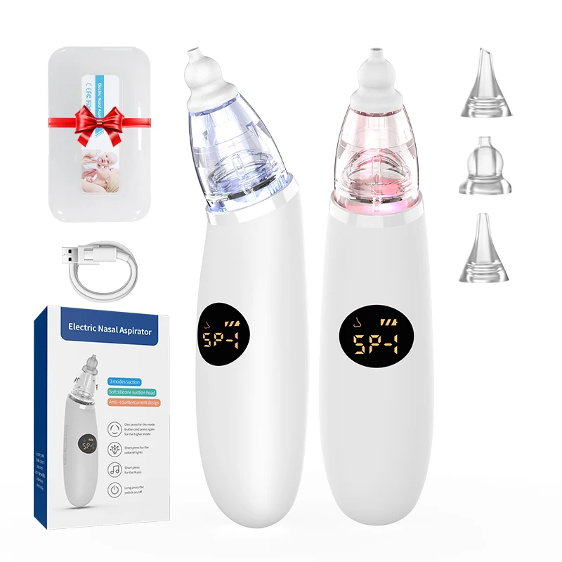 

Food grade electric safe hygienic Home Care vacuum nose cleaner baby nasal aspirator, White