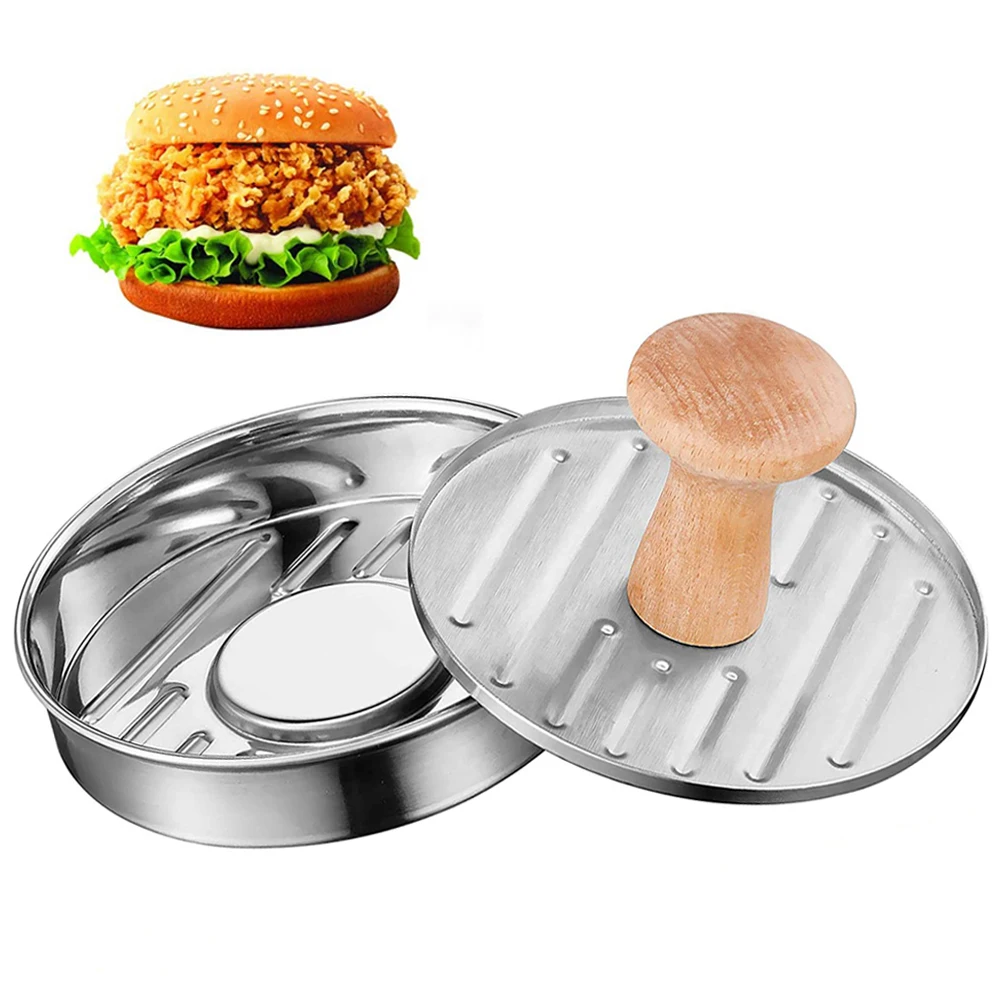 

High quality non-stick stuffed burger press hamburger patty maker, Sliver