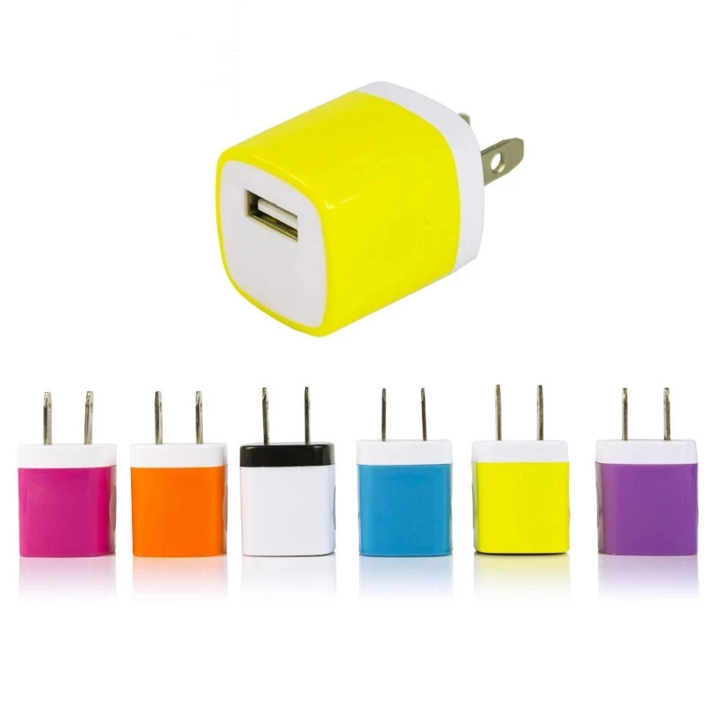 

USB Travel Charger 5W USB Power Adapter Charger 5V/1A US Plug Block Charger Box for iPhone, Colorful