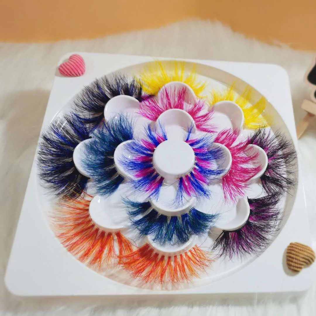 

3d 25mm mink color eyelash strips lash colors colorful eyelashes, Natural black