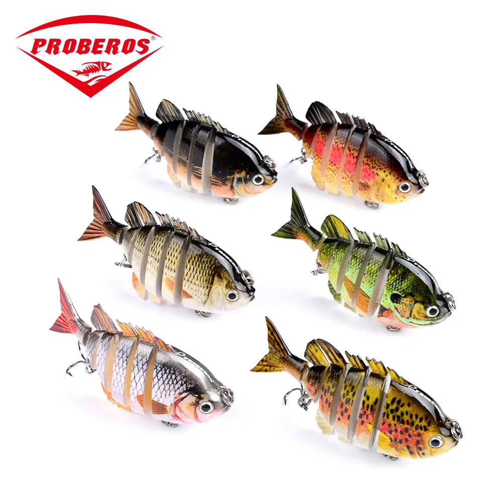 

1PC 6 Segments Artificial Fishing Hard Bait 80mm 14g Lifelike Jointed Bait Fishing Lure Wobbler With 8# Hooks For River Lake