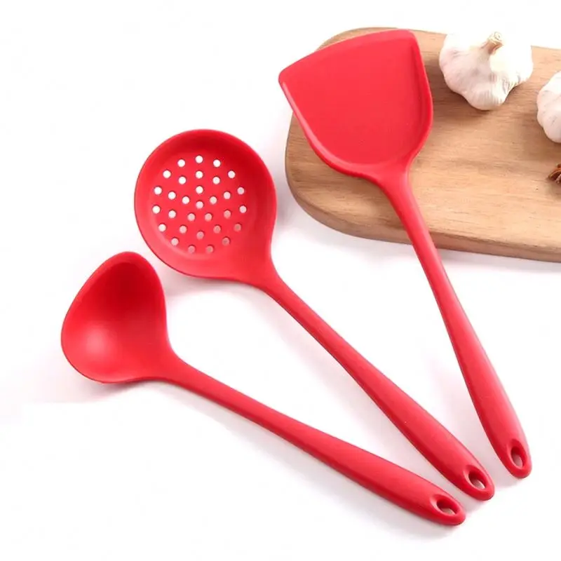 

Kitchen Utensils Set Silicone Kitchenware Spatula Turner Ladle Non-slip Wooden Handle Kitchen Cooking Tool