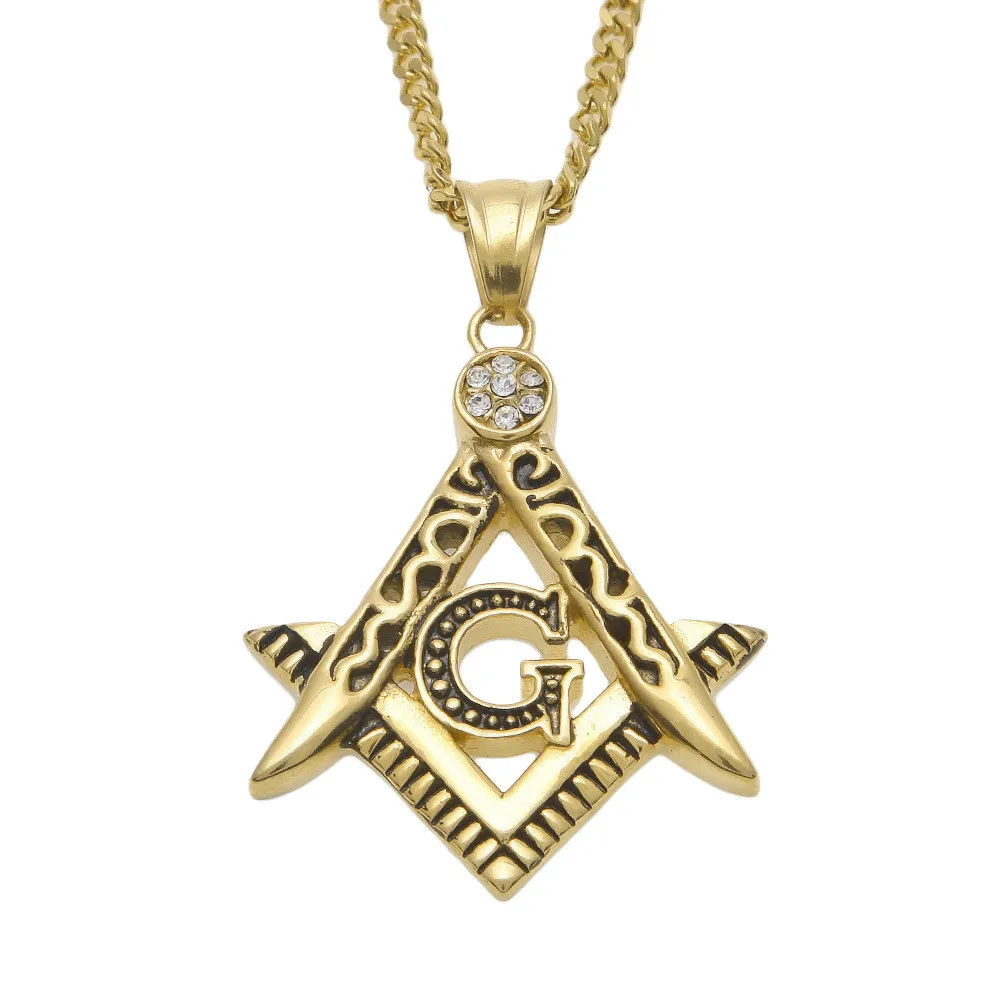 

European and American stainless steel masonic armorial necklace, Picture