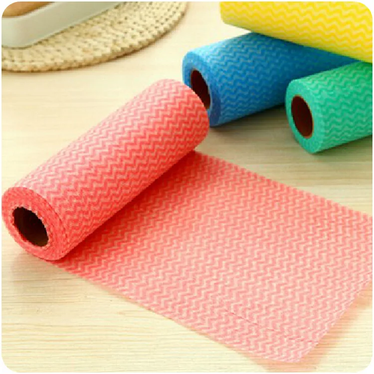 

BCS Economic Multipurpose Spunlace Roll Nonwoven Household Cleaning Kitchen Disposable Dish Cloth, Yellow, blue, pink, green etc.
