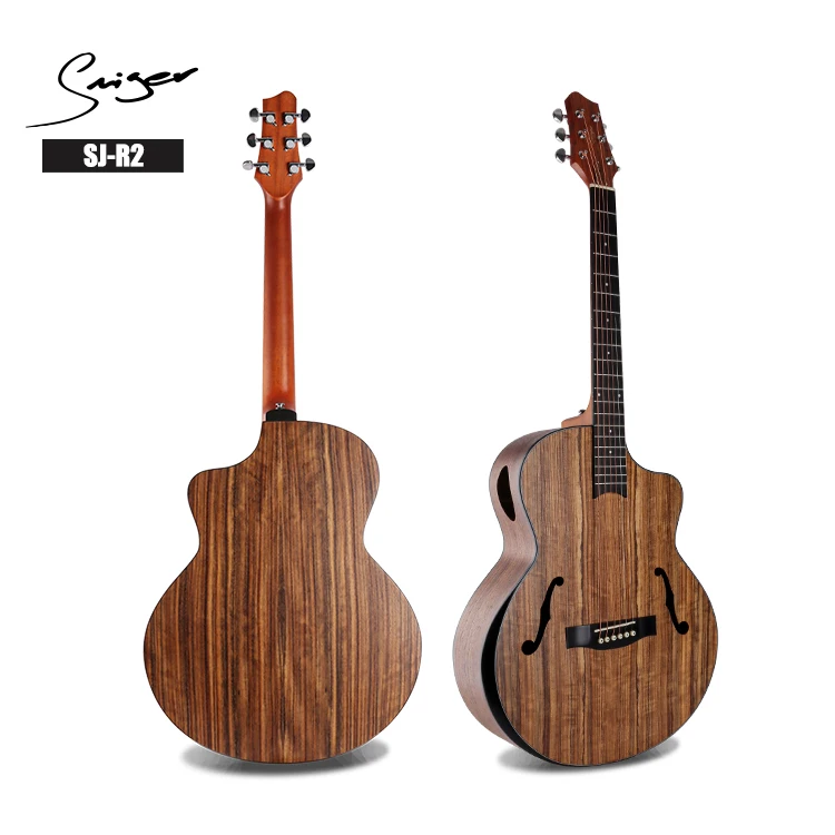 

SJ-R2 F hole design acoustic guitar JF body with side sound hole and armrest, Nature