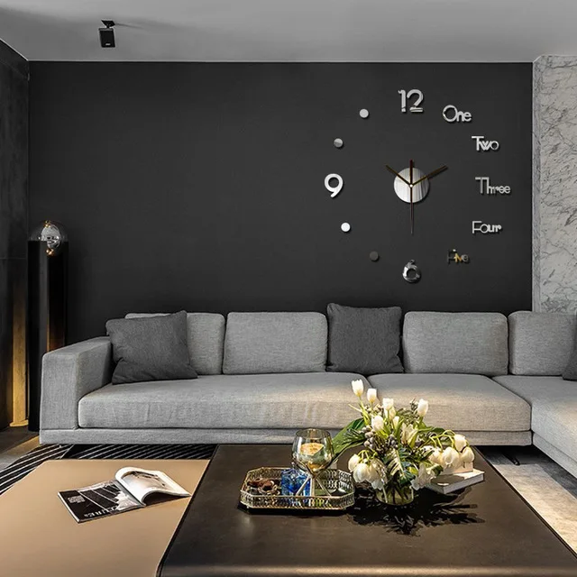 

Nordic Modern Home Fashion Decoration Acrylic Sticker Silent Sweep Quartz Movement Punch-free DIY 3D Digital Wall Clocks