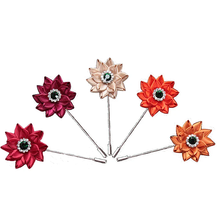 

Fashion Men's Lapel Pin Flower Handmade Boutonniere Pin for Suit (10 Colors), As picture
