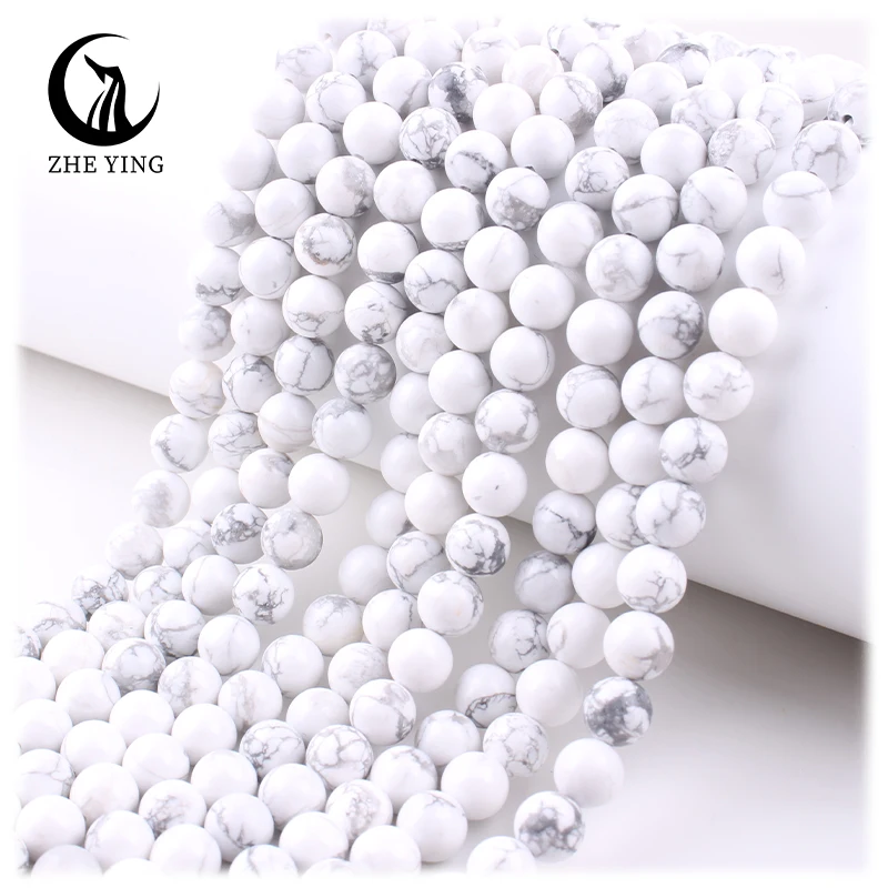 

Zhe Ying wholesale 6/8/10mm Howlite beads natural stone beads smooth natural white howlite beads