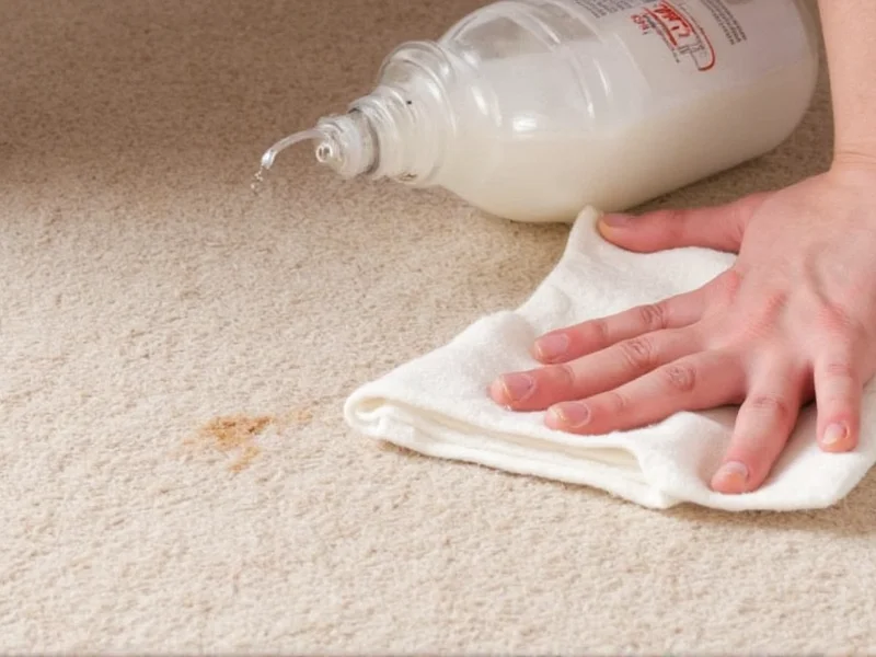 Applying hydrogen peroxide to carpet stain