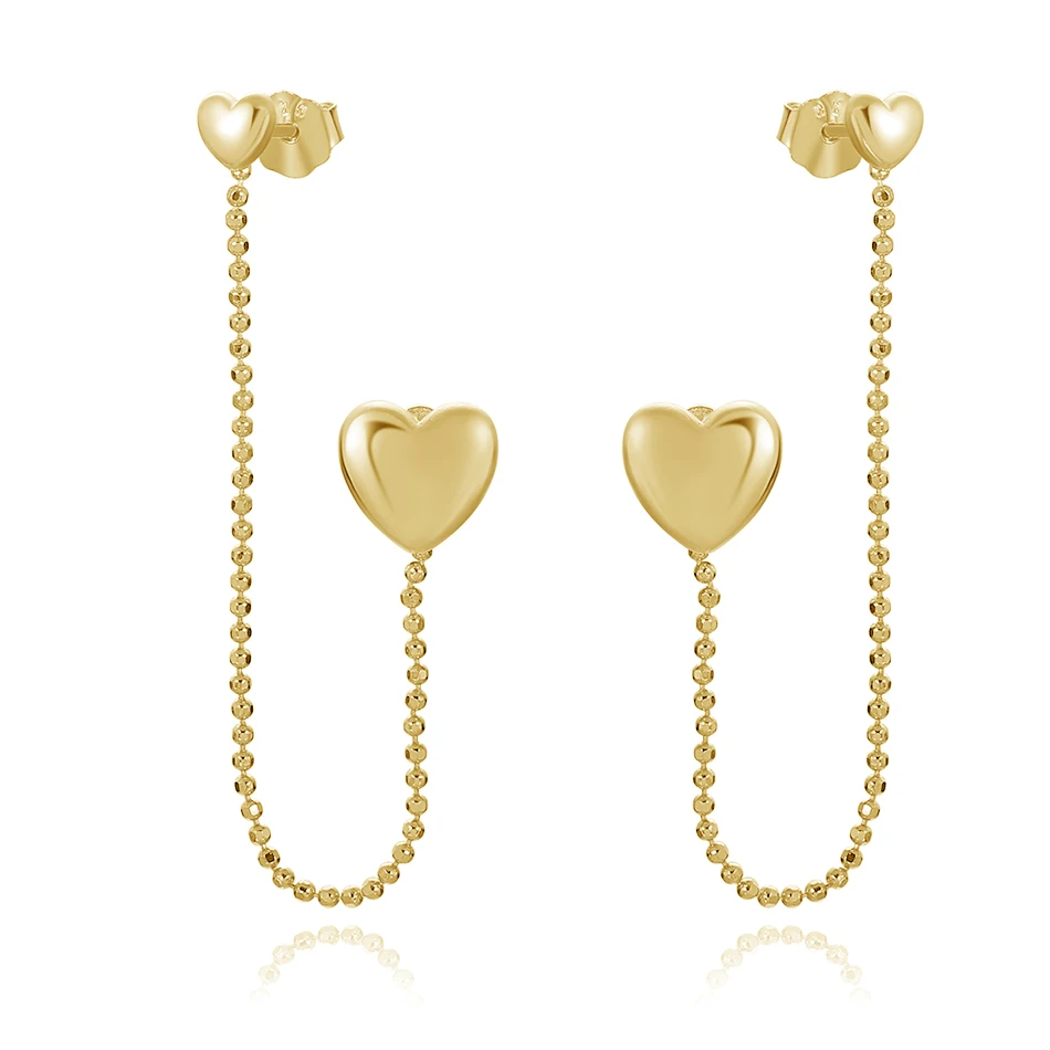 

Woman Fashion Earrings Brass 18k Gold Plated Heart Earrings Chain Earrings