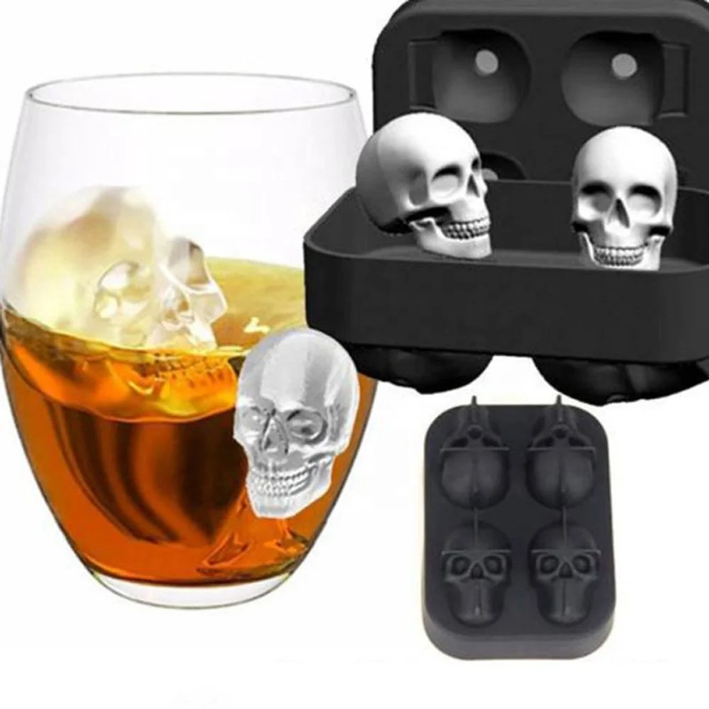 

Food Grade Skull shape Ice Cube Tray Mold Flexible Silicone Ice Cube Maker in Shapes for Whiskey Ice, Pantone color