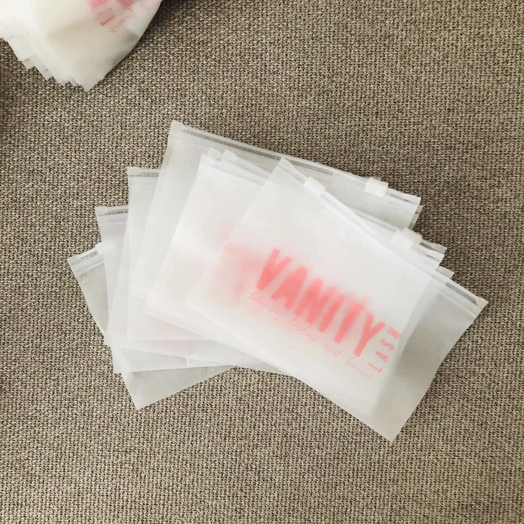 

mini small cute Custom Matte/Frosted Biodegradable Plastic Packaging Zipper Bags with logo for accessories product/zipper pouch