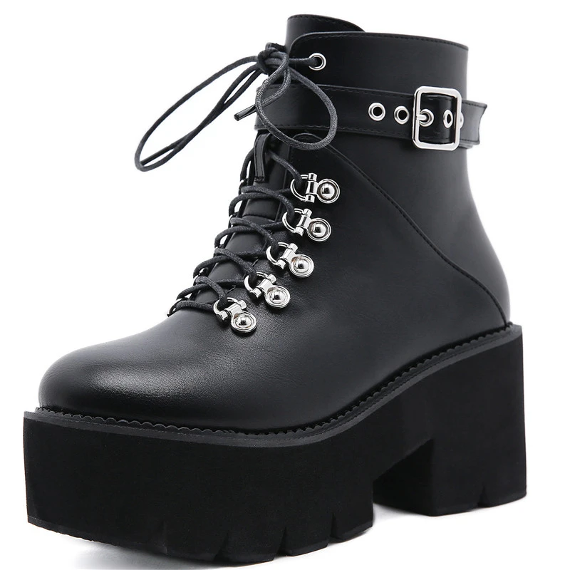 

Dropshipping Custom Logo 2021 New Women Super High Boots Chunky Sole Shoes Fashion Lady Casual Punk Style Footwear Plus Size