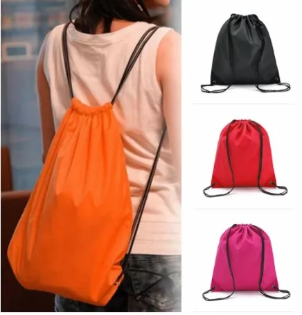 

High quality polyester drawstring bag with string customed logo for sports shopping promotion Gym Bag, Customized color