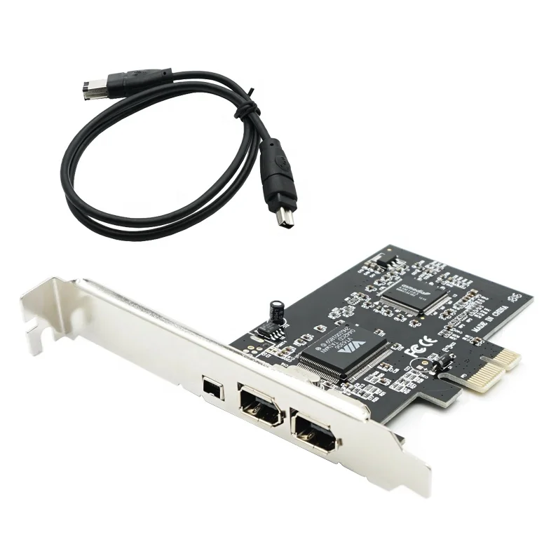 

NEW PCIe with 6Pins PCI-E FIREWIRE 400 IEEE 1394 CARD VIA CHIPSET WORK WIN7 OS pci-e to 1394 a b WITH CABLE