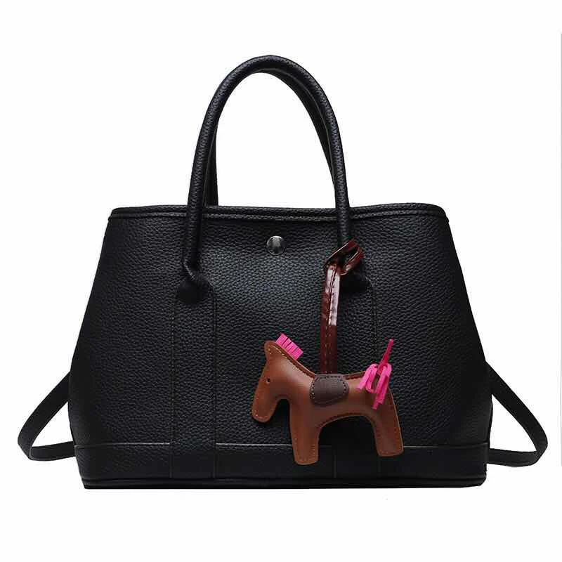 

Fashion shoulder bag black embroidery ladies shopping bag pu leather handbag
