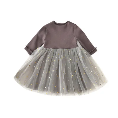 2020 baby girl dress clothes new glitter star girl dress long sleeve mesh kids clothes girl clothing