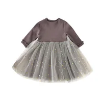 

2020 baby girl dress clothes new glitter star girl dress long sleeve mesh kids clothes girl clothing