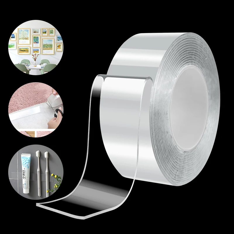 

Double Sided Washable Adhesive Tape Strong Viscosity Self Adhesive Rug Carpet Seaming Gel Transparent Nano Tape