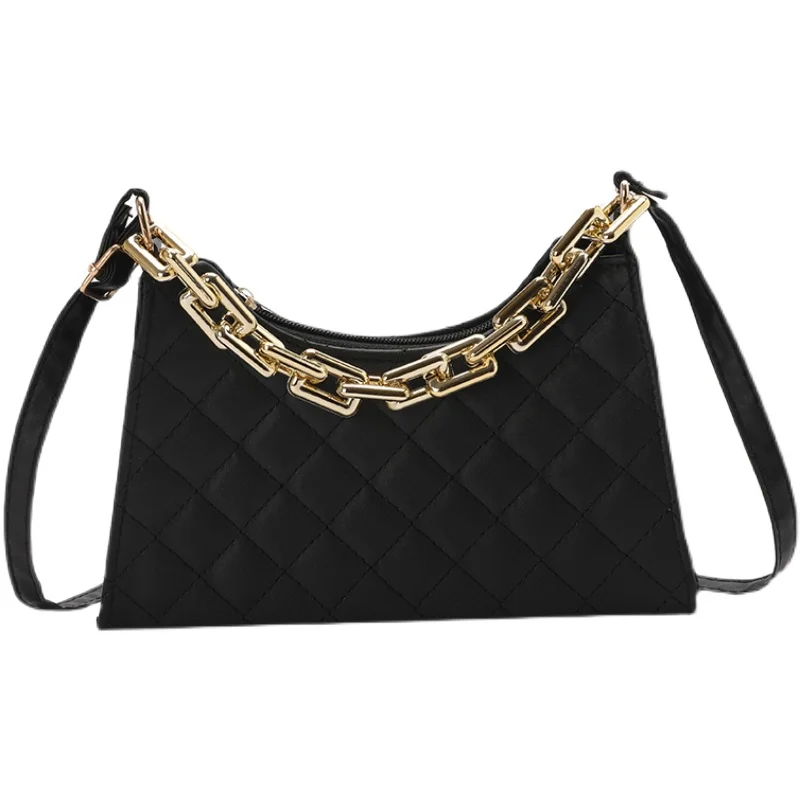 

2021 Amazon very hot lady bag fashion PU shoulder bag embroidered thread hard chain messenger handbag