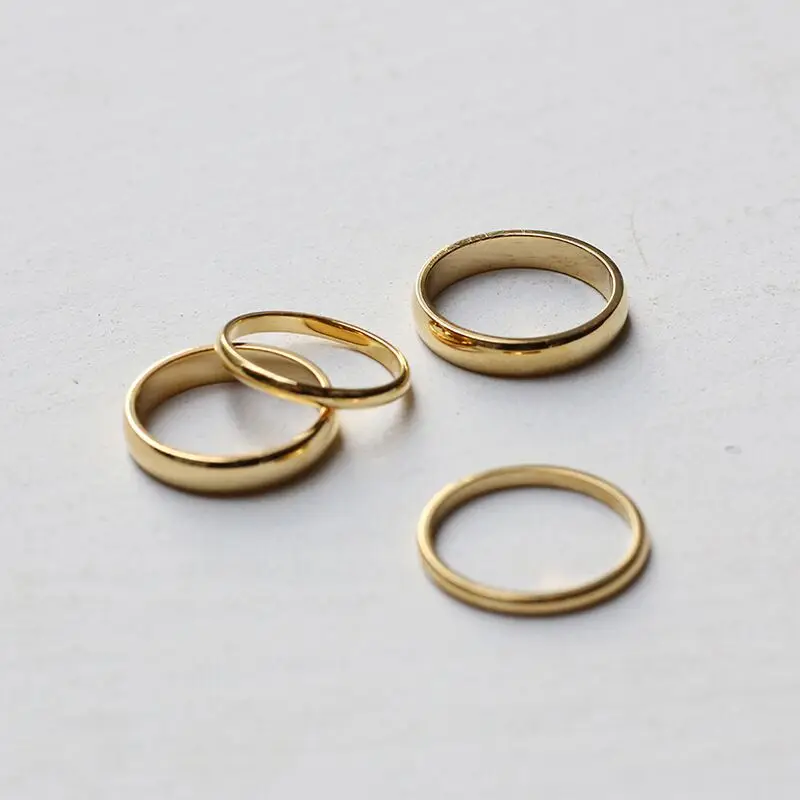 

High Polished Minimalist Jewelry Thin Ring 2mm 4mm Titanium Stainless Steel Simple Blank Gold Ring for Women