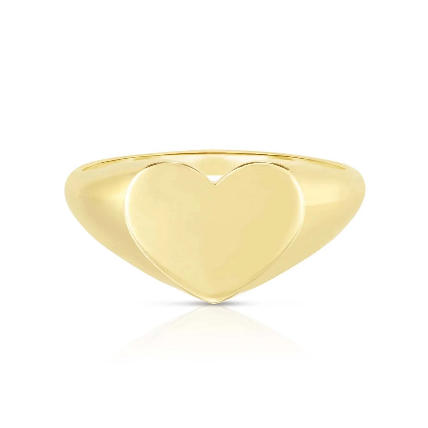 

Fashion Jewelry Minimalist Jewelry 925 Sterling Silver Plain Golden Heart Signet Pinky Ring