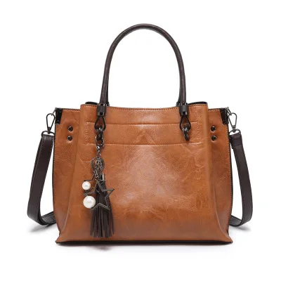

Wholesale Genuine leather fashion matte women tote bag ladies handbag with tassel, As picture