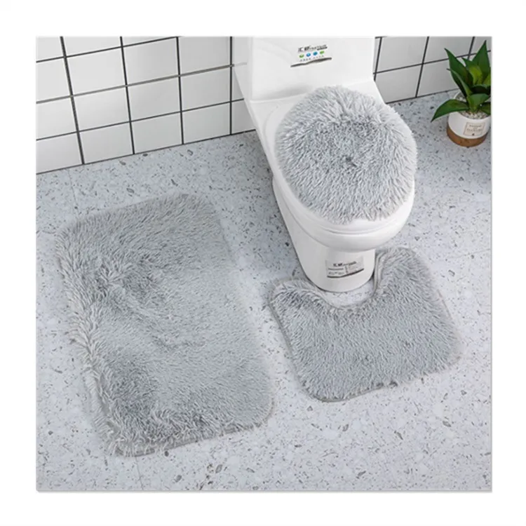 

Logo Toilet Rugs Flannel Anti Slip Shower Carpets Set Home Toilet Lid Cover Shower Room Rug Floor Mats Bathroom Bath Mat Set