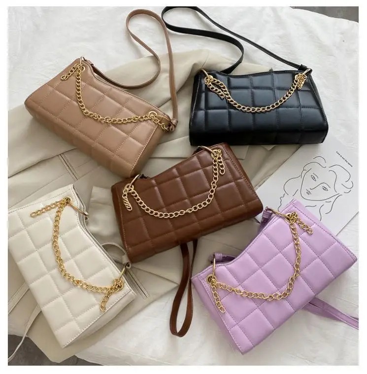 

Designer Fashion Leather Handbag Famous Brands Retro Plaid Chain Fashion Handbag Lady Shoulder Bag Crossbody Handbags Wholesale, As show