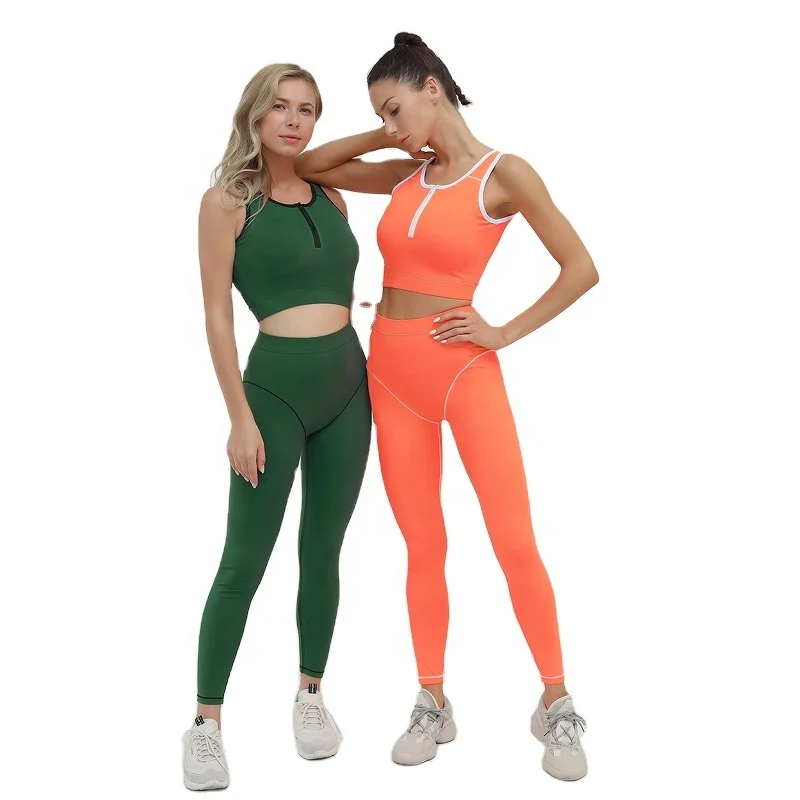 

Custom Women Sports Wear Seamless Fitness Sports Bra And Leggings Gym Clothing Two Piece Yoga Set, Customize color&pattern , more than 40 colors available