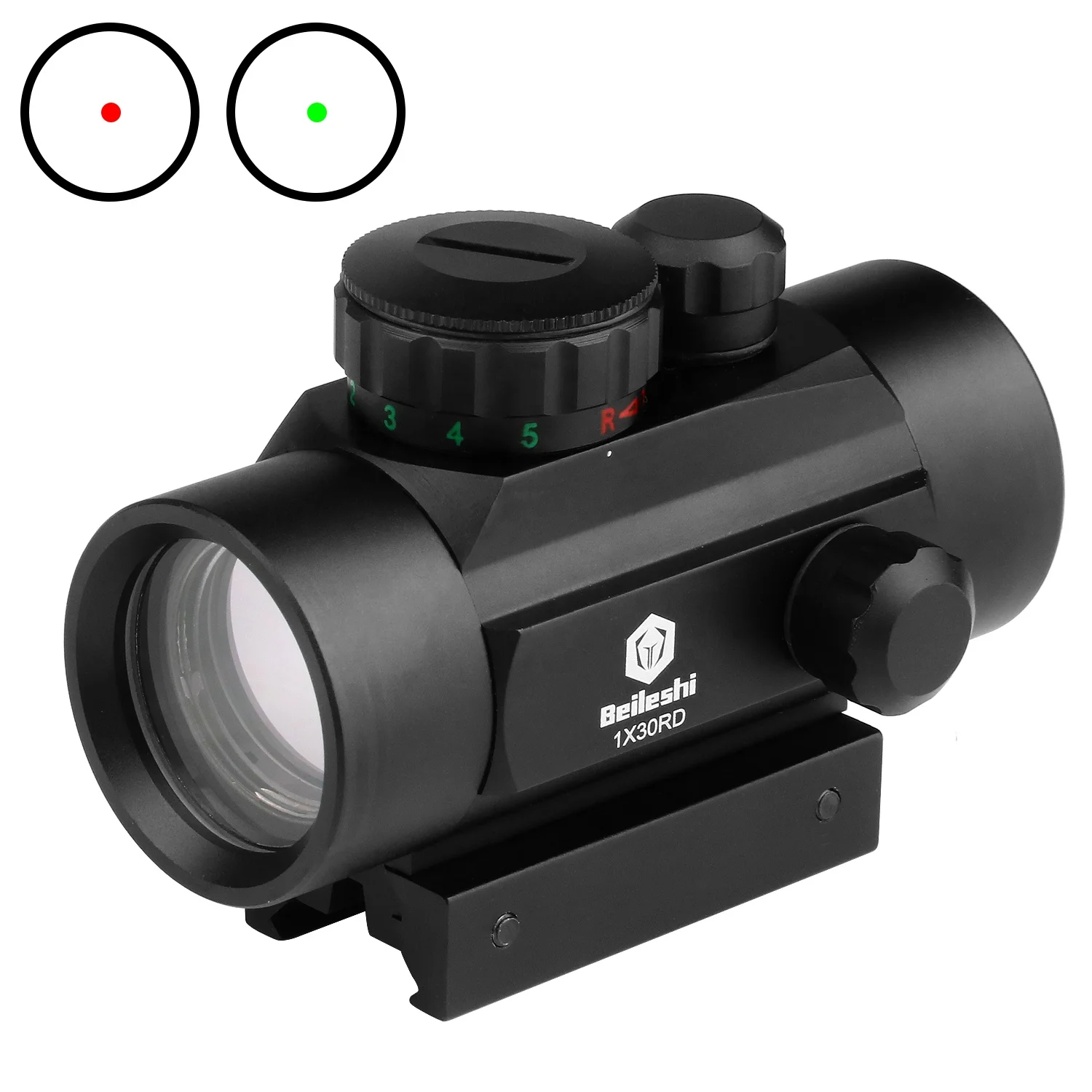 

Red Dot Sight Optics Sight Riflescope Tactical 1X30 Illuminated Red Green Dot with 11/20mm Rail for Hunting